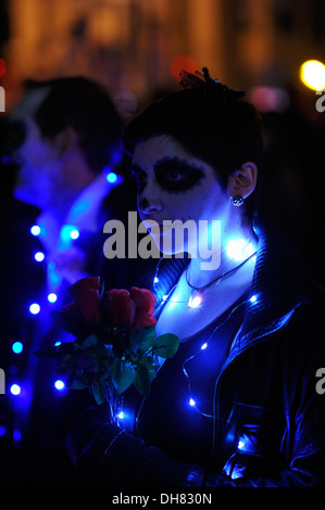 Dia de los Muertos - Day of the Dead procession, Mission District of San Francisco Stock Photo