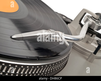 direct drive turntable, record and handle with cartridge Stock Photo