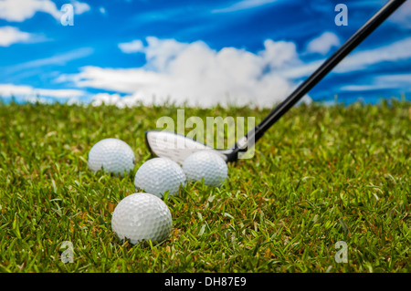 Golf stuff on green grass Stock Photo