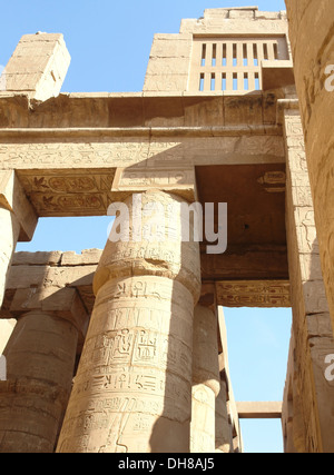 sunny illuminated architectural detail at the Precinct of Amun-Re in Egypt (Africa) Stock Photo