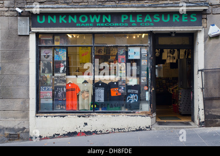 An independent record shop on the Royal Mile in Edinburgh, Scotland Stock Photo
