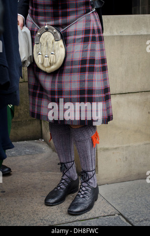 Traditional Scottish kilt and sporran Stock Photo