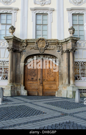 Masive old door from Brukenthal Museum , Sibiu, Romania Stock Photo