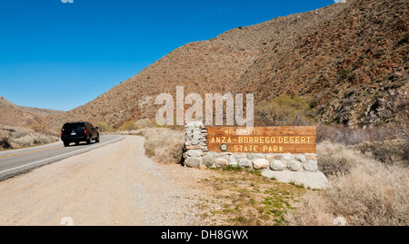 California, San Diego County, Anza-Borrego Desert State Park, entrance sign Stock Photo