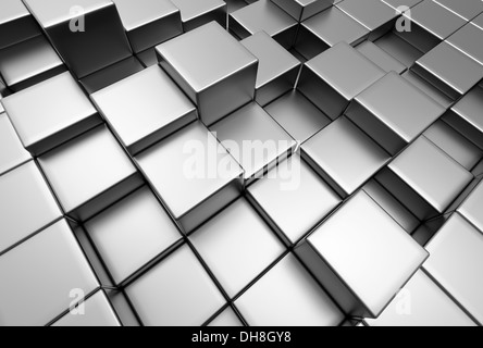 abstract 3d illustration of steel cubes background Stock Photo - Alamy