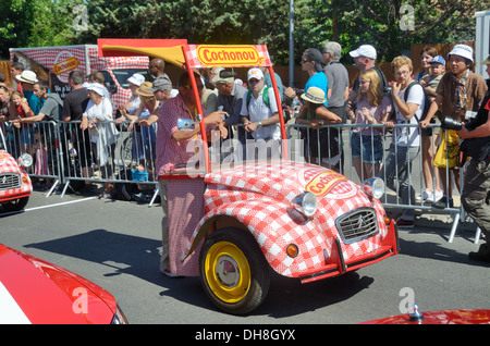 Modified Citroen 2CV, Custom Car or Customised Car Used as Advertising Vehicle during the Tour de France Aix-en-Provence France Stock Photo