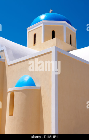 oia ( Ia ) Santorini orthodox churches - Greek Cyclades islands - Photos, pictures and images Stock Photo