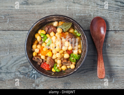 Bowl with chickpeas and chestnuts Stock Photo