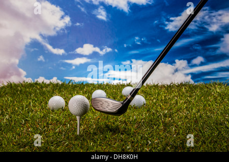 Golf stuff on green grass Stock Photo