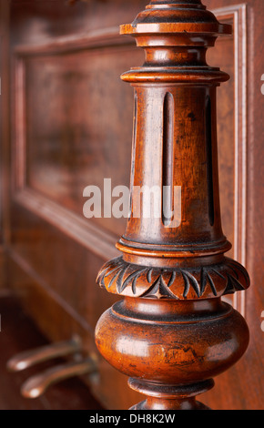 Carved wooden decoration of an old German piano Stock Photo