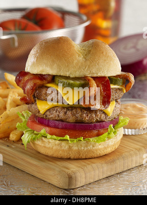 Double Bacon Cheese Burger Stock Photo