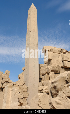 sunny illuminated architectural detail showing a obelisk at the Precinct of Amun-Re in Egypt (Africa) Stock Photo