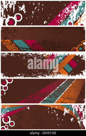 Set of five vintage grunge banners background. Easy to insert your text over and animations. Stock Photo