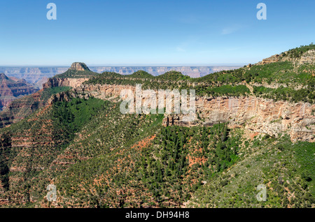 in flight by helicopter over the Grand Canyon in Arizona Stock Photo