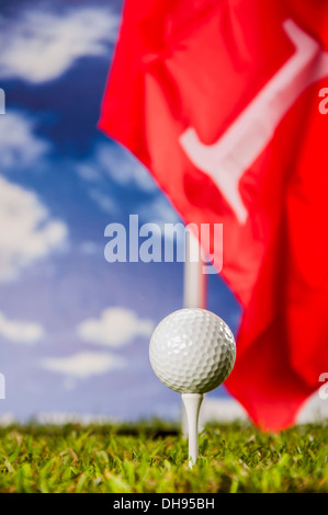 Golf stuff on green grass Stock Photo