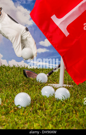 Golf stuff on green grass Stock Photo