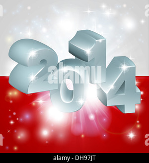 Flag of Poland 2014 background. New Year or similar concept Stock Photo