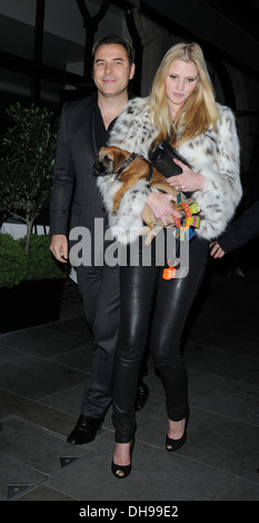 David Walliams and Lara Stone leave Scott's restaurant London, England - 30.03.12 Stock Photo