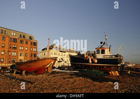 Fishing Boats on the beach Deal Kent England Stock Photo