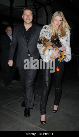 David Walliams and Lara Stone leave Scott's restaurant London, England - 30.03.12 Stock Photo