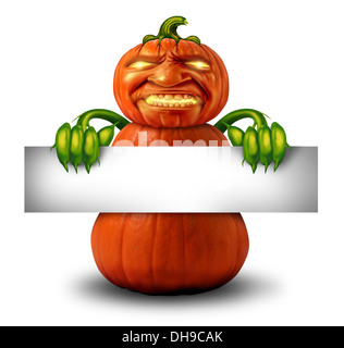 Halloween blank sign as a pumpkin character with human expression ...
