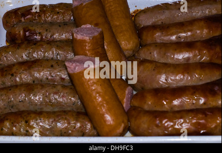 pork sausages on a plate Stock Photo