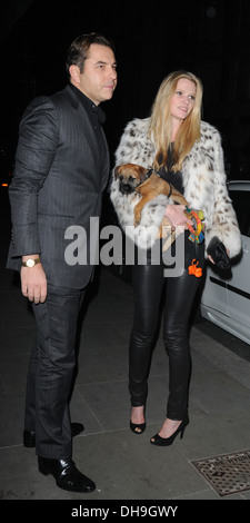 David Walliams and Lara Stone leave Scott's restaurant London, England - 30.03.12 Stock Photo