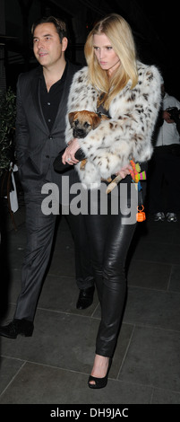 David Walliams and Lara Stone leave Scott's restaurant London, England - 30.03.12 Stock Photo