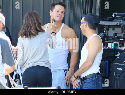 Mark Wahlberg films a chase scene for the movie 'Pain and Gain' Miami, Florida - 02.04.12 Stock Photo