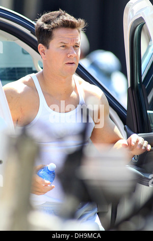 Mark Wahlberg films a chase scene for the movie 'Pain and Gain' Miami, Florida - 02.04.12 Stock Photo