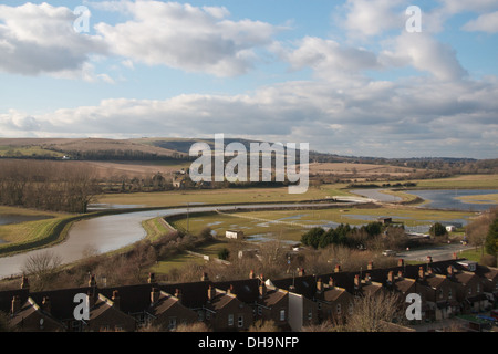 View across the river Adur, from Shoreham cement works, Sussex, UK Stock Photo