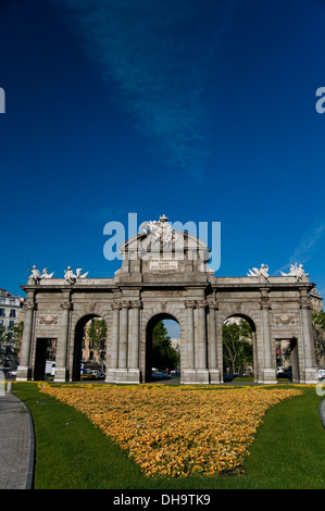 Alcala Gate (Puerta de Alcala), Independence Square. Madrid, Spain Stock Photo