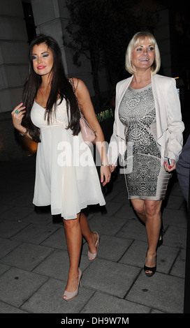 Jessica Wright and her mother Carol Wright leave Mango Tree restaurant London England - 04.04.12 Stock Photo