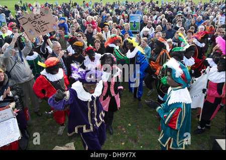 Hundreds of people show their support to 'Black Pete' a character who accompanies 'Saint Nicholas' Stock Photo