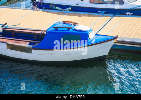 Moored boat, Lossiemouth, Scotland Stock Photo