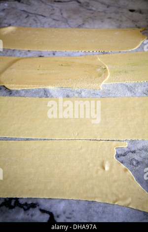 Rolled out Fresh Pasta Sheet Dough Stock Photo
