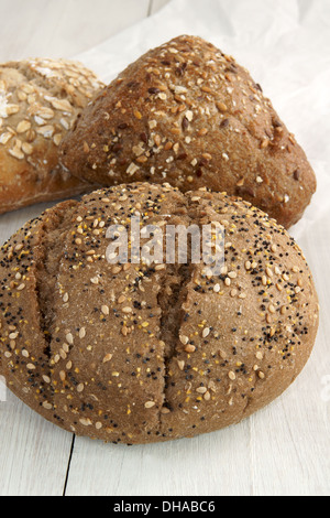 Multigrain wholemeal loaves of bread Stock Photo