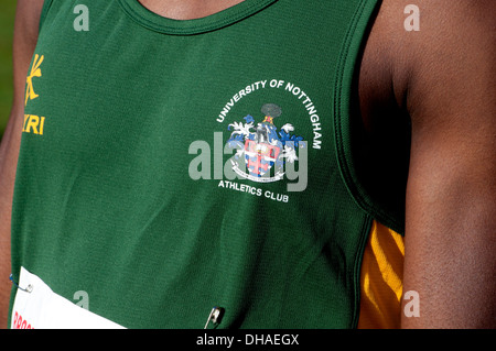 A male Nottingham University runner at the Brose Cross Country Relays at Warwick University, UK Stock Photo