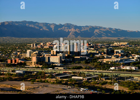 Tucson, Arizona, USA, with the Santa Catalina Mountains in the Coronado National Forest, Sonoran Desert. Stock Photo
