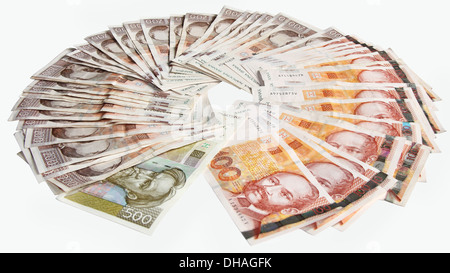 Croatian Kuna banknotes isolated on white background Stock Photo