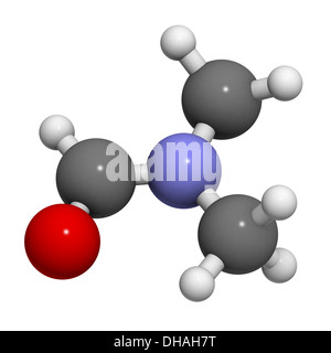 Dimethylformamide (DMF) molecule, chemical structure. Commonly used solvent in chemistry. Stock Photo