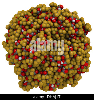 Trifluoroacetic acid (TFA) molecules, liquid sphere model. Highly corrosive liquid acid, often used as a solvent or reagent. Stock Photo