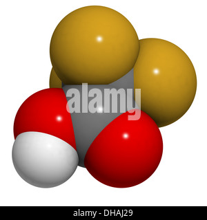 Trifluoroacetic acid (TFA) molecule, chemical structure. Highly corrosive liquid acid, often used as a solvent or reagent. Stock Photo