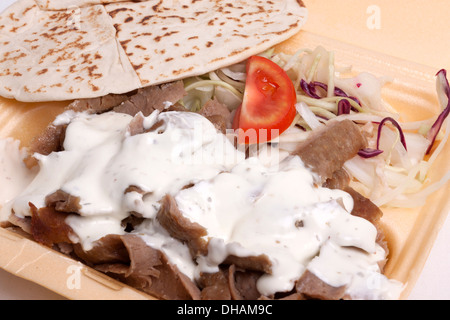 Take away doner kebab isolated on white Stock Photo