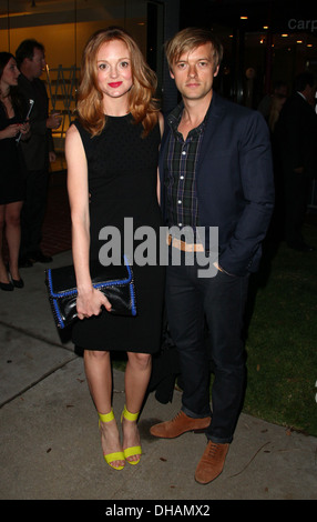 Jayma Mays and Adam Campbell Sir Paul McCartney holds a private party to premiere his latest video 'My Valentine' - Arrivals Stock Photo