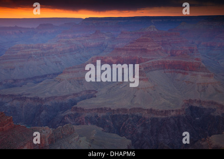 Sunset at Hopi Point, South Rim, Grand Canyon National Park, Arizona. Stock Photo