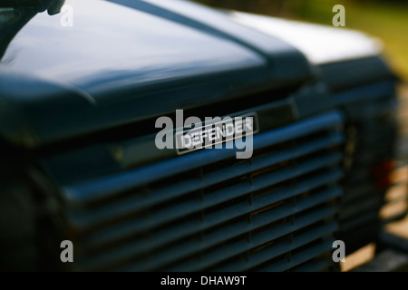 Land Rover Defender badge Stock Photo