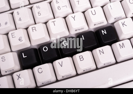 Word Login written with black keys on computer keyboard. Stock Photo