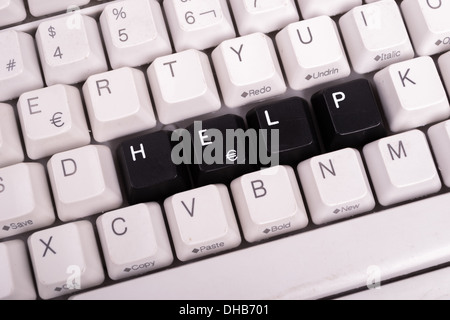Word Help written with black keys on computer keyboard. Stock Photo