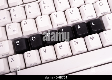 Word Social written with black keys on computer keyboard. Stock Photo